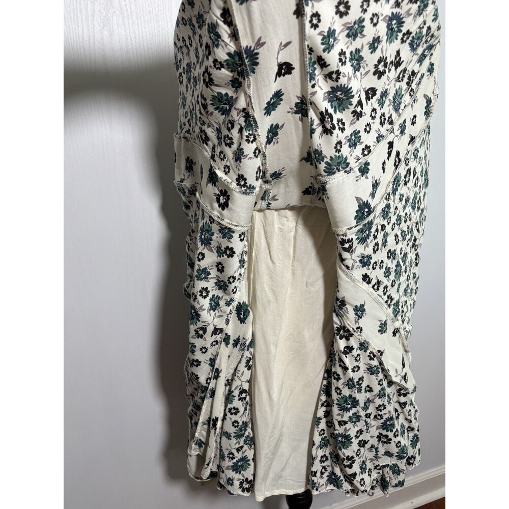 Free People Babydoll Mini Dress Women's 2 Green Floral Spaghetti Swing Fairy New - Picture 4 of 12